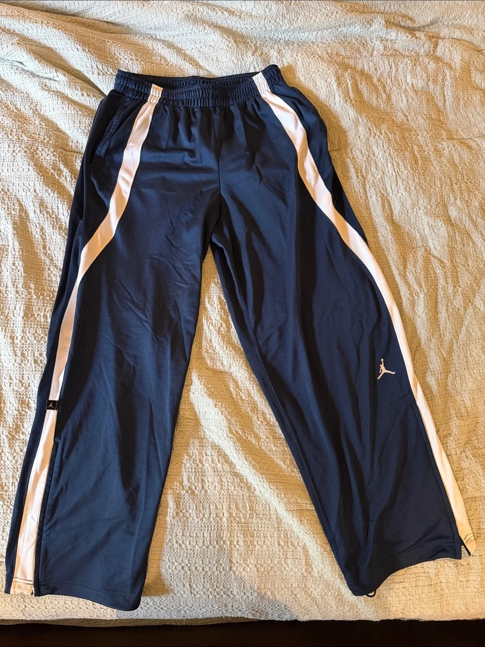 Nike Jordan Navy Blue Track athletic Pants with White Stripe - Size L Large